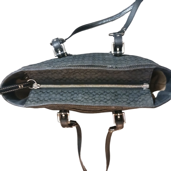 Coach Signature Jaquard Tote Black Shoulder Bag - Picture 6 of 11